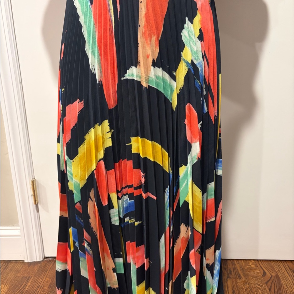 Milly navy  Maxi Skirt with Vibrant Abstract Print
